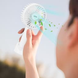 Draagbare Ventilator - Oplaadbare Tafelventilator - Zomerse Koelte - Met Telefoonhouder - 119 cm Breed - Wit — thumbnail 5