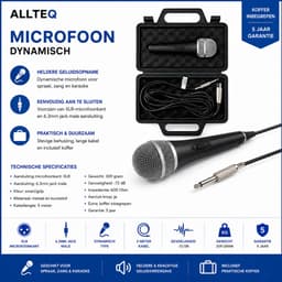 Microfoon - Dynamisch - 6.3mm jack - XLR - Koffer inbegrepen - Aan/uit-knop - 5 meter kabel - Allteq — thumbnail 3