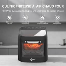 Heteluchtfriteuse - Airfryer Oven - Gezond Koken - Dubbele Kijkvensters - 12 Liter - Zwart — thumbnail 4