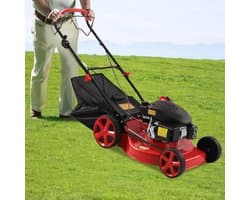 Benzine grasmaaier - Gazonmaaier motor - Gazon onderhouden - 8 Hoogte standen - 51 cm maaibreedte - Rood