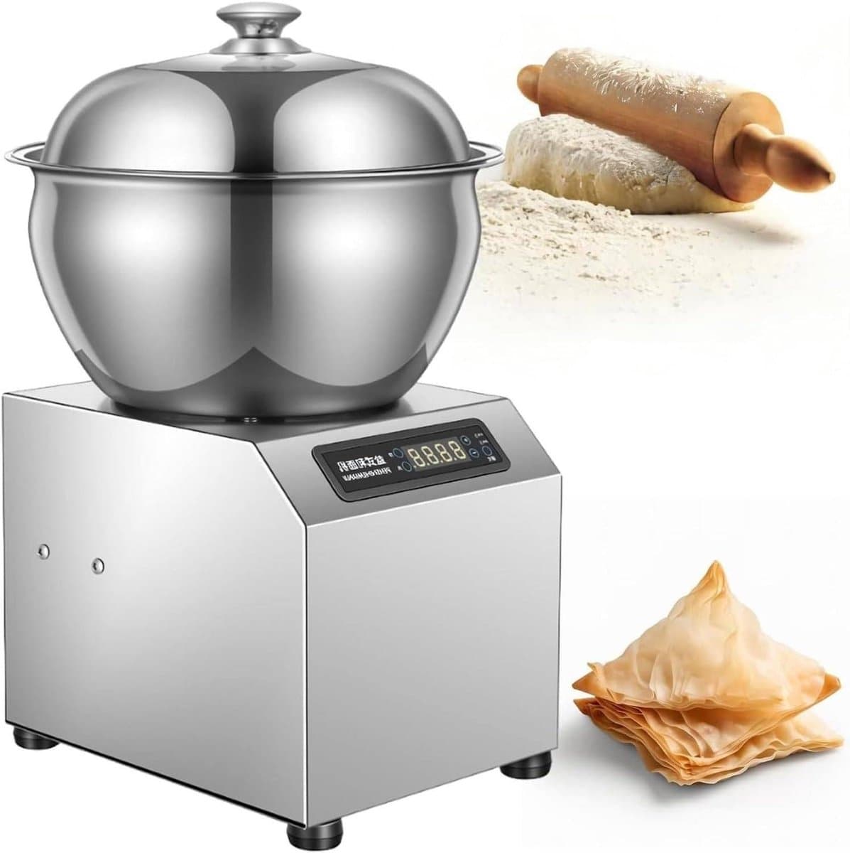 Deegmixer - Elektrische Kneder - Bakken Thuis - Dubbele Rotatie - 8KG Capaciteit - Zilver — afbeelding 1