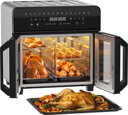AIMASON AFTO-2301DT XXL Airfryer - 23L grote capaciteit Heteluchtfriteuse met afneembaar tussenstuk en dubbele franse deuren - 2200W krachtige dubbele kookzone - 15 voorgeinstelde kookprogramma’s - 12 handige accessoires — thumbnail 1