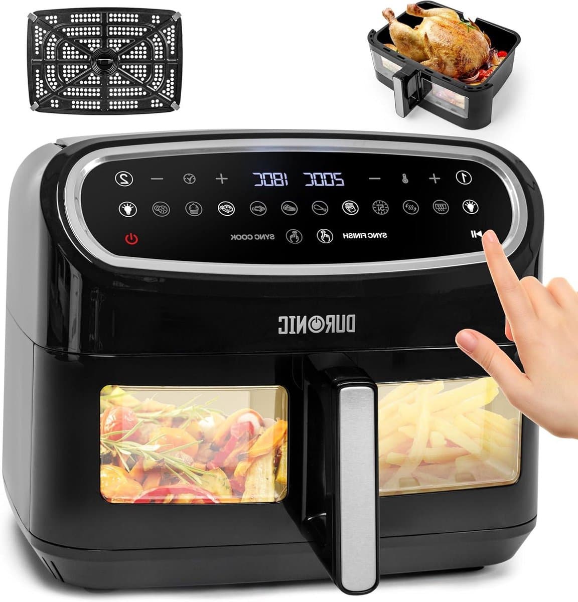 Heteluchtfriteuse - Airfryer Frituurpan - Gezond Koken - 10 Liter Capaciteit - 2400 Watt - Zwart — afbeelding 1