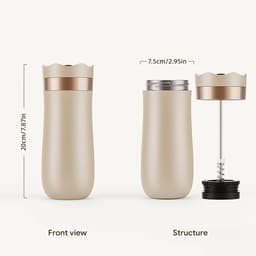 Draagbare reismok voor French press, 320 ml, dubbelwandig geïsoleerd roestvrij staal, perfect voor het zetten van koffiepoeder en thee. Gemakkelijk mee te nemen. Niet gebruiken met lekkende koffiezetapparaten voor warm/koud zetten. — thumbnail 5