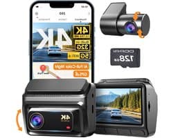 Dash Cam - Autocamera Rijcamera - Veilig Rijden - Voor en Achter - 128GB - Zwart