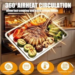 Bakplaat Pan - Airfryer Accessoire - Lucht Frituren - Vaatwasserbestendig - 2 Stuks - Roestvrij staal — thumbnail 4
