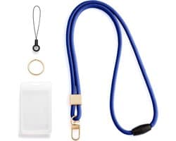 Lange Lanyard Badgehouder met Sleutelhanger en Kaarthouder in Koninklijk Blauw voor Identificatie en Toegang