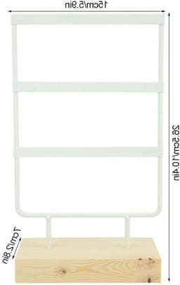 Oorhangerhouder met 36 Gaten voor Meisjes, Sieradenopslag en Displaystand met Houten Basis, 15 x 7 x 26 cm (Wit) — thumbnail 5