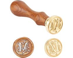 DIY Houten Wax Seal Stempel met Letter M, Brass Scrapbook Stempels en Houten Handvat, 25x14mm 75mm, Perfect voor Kaarten en Creatieve Projecten