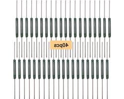 40 Stuks AT10-15 Groene Glazen Reed Switch, 2X14mm Magnetische Contacten voor Inductietoepassingen, Normaal Open N/O Schakelaars