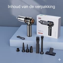 OPTIMERA® 2-in-1 Auto Stofzuiger - Zuigen & Blazen - Kruimeldief - 7 Opzetstukken - Oplaadbaar - Handstofzuiger - Air Duster - Zwart — thumbnail 3