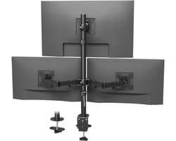 Florixa® Monitor Arm 3 Schermen - Triple Monitor Arm - Monitor Arm 3 Monitoren - 360 Graden Roterend - Zwart - 86cm x 1cm x 1cm