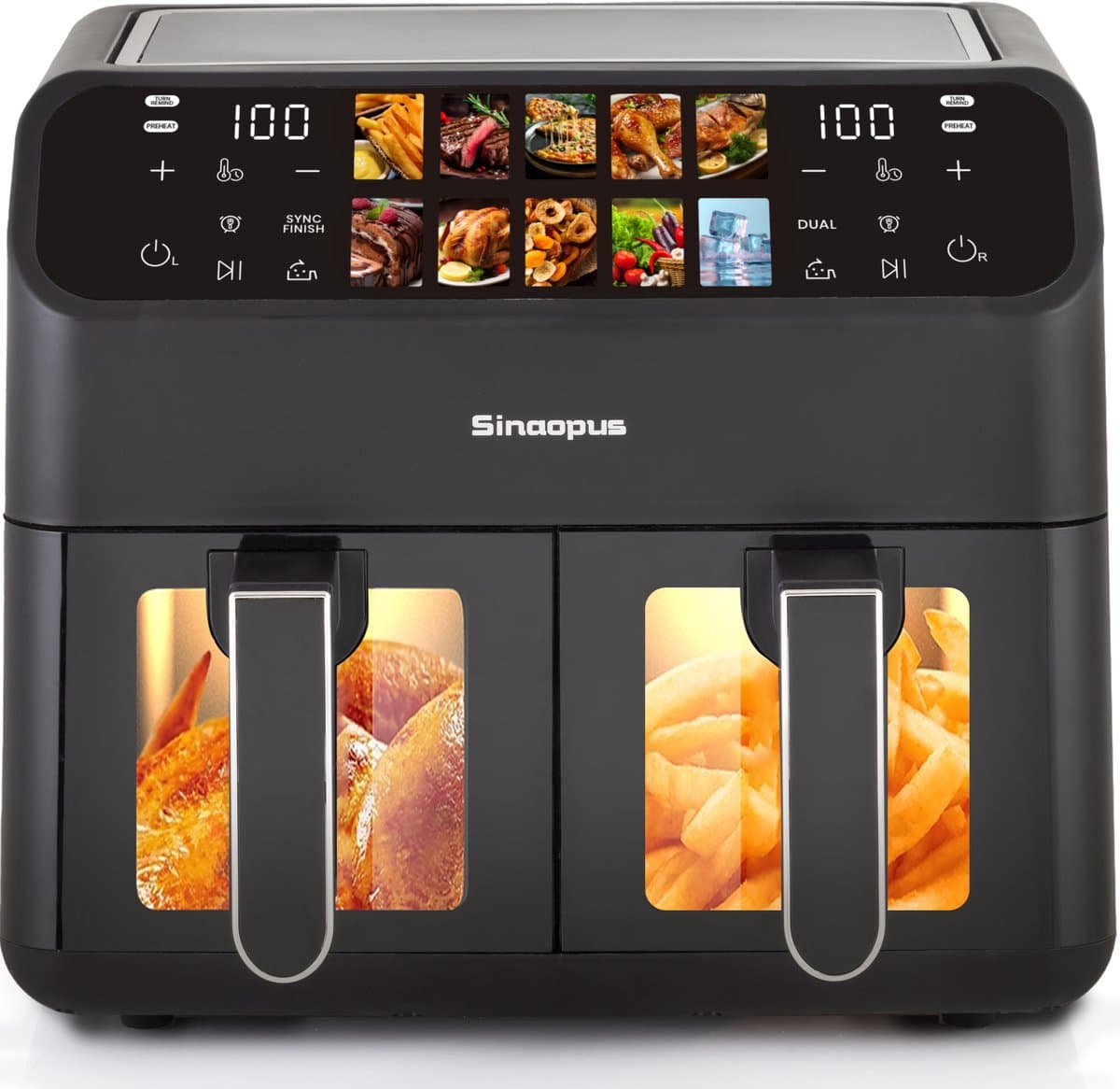 Dubbele Airfryer XXL 9L 901A- Digitale Airfryer 2×4.5L - 2000W - 10 Programma’s - Smart Finish & Match Cook - 80–200°C Instelbaar - Makkelijk te Reinigen – Capaciteit voor 5 Personen — afbeelding 1