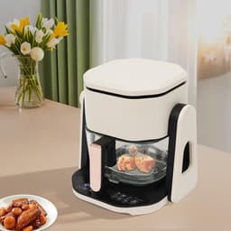 Heteluchtfriteuse - Airfryer met glas - Gezond Koken - 3-in-1 Functie - 45 Liter - Wit — thumbnail 2