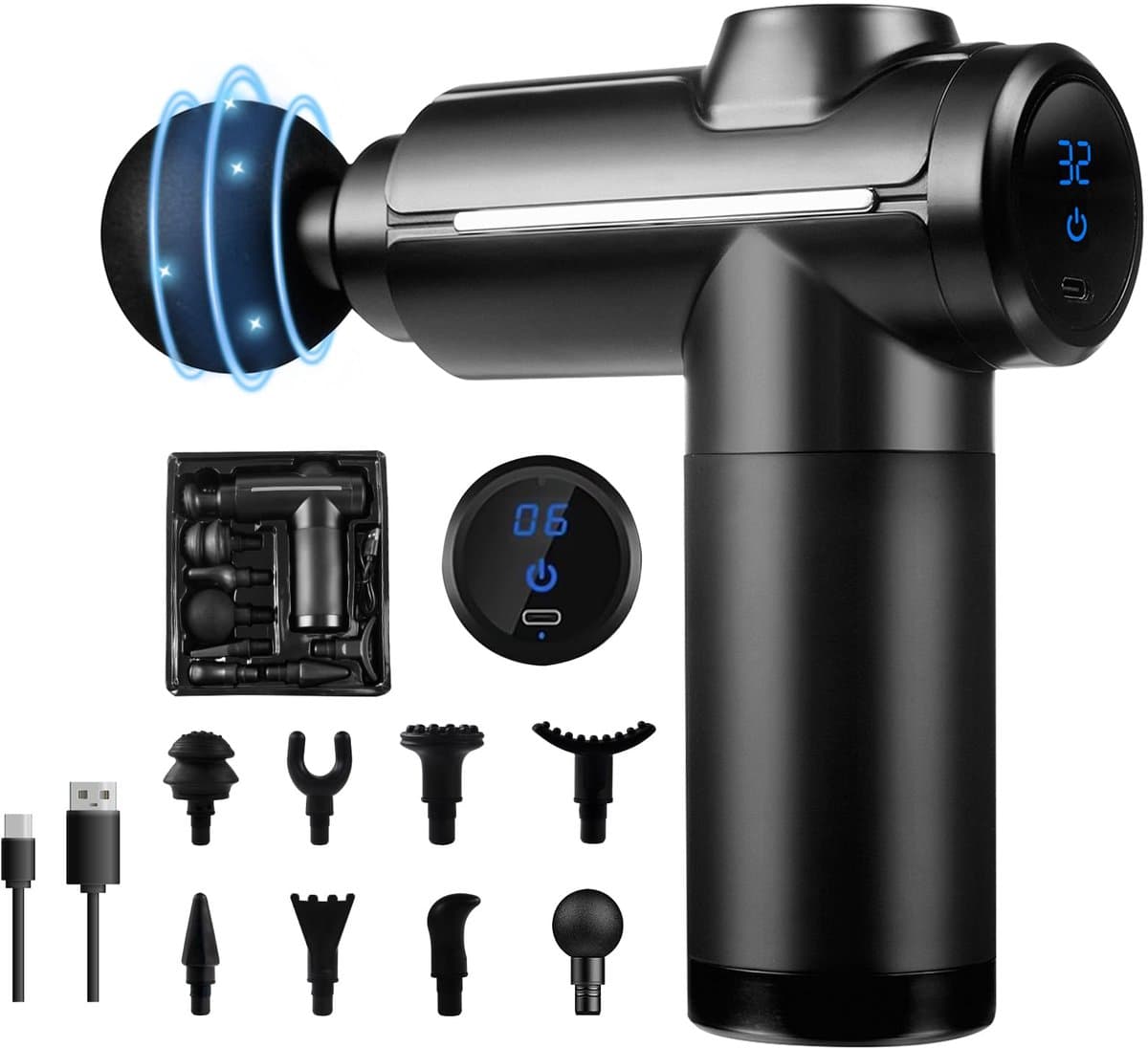 carmdering - Spiermassagepistool - Percussie Massageapparaat - Draadloze Massager - 32 Snelheidsniveaus - LCD Touchscreen - Duurzame Kunststof - Ergonomisch Design - Snelle Spierherstel - 1 Stuk — afbeelding 1
