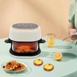 Hete Lucht Frituurpan - Airfryer Oven - Gezond Bakken - Glazen Mand - 4 Liter - Wit — thumbnail 2