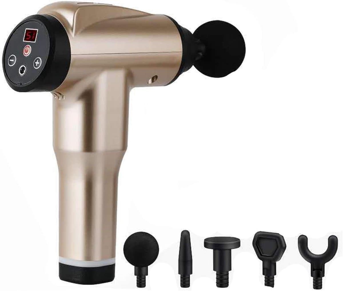 Massagepistool - Spierherstel Tool - Spierontspanning Herstel - LCD Touchscreen - 6 Massagekoppen - Goud — afbeelding 1