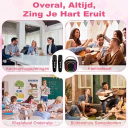 Dreamhigh® Karaoke Set voor Kinderen - Met 2 Draadloze Microfoons - Draagbare Bluetooth - Karaoke Met Ledverlichting en Stemeffecten - Karaokespellen voor Kinderen en Volwassenen - Hifi Mini - Karaokemicrofoon — thumbnail 4