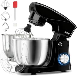 YASHE keukenmachine 1500W - 2 RVS mengkommen 4,5L en 5L - 10 snelheden + pulse - deeghaak, garde en klopper — thumbnail 1