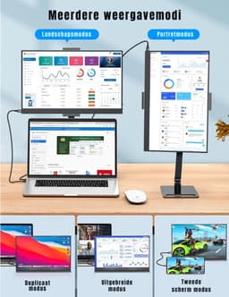 AHD® Professionele Portable Monitor - USB-C - 15.6 Inch - Draagbare Monitor - Portable Monitor Voor Laptop - Zwart - 1cm x 36cm x 22cm — thumbnail 4