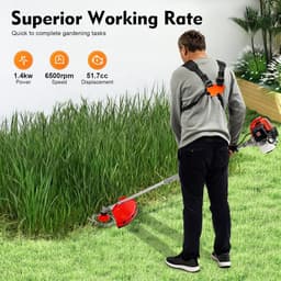 Tuinmachines - Grasmaaier trimmer - Tuinonderhoud - 4-in-1 functie - 25 cm snijbreedte - Rood wit zwart — thumbnail 3