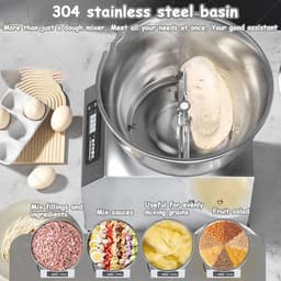 Deegkneedmachine - Keukenmixer Deegmixer - Brood en Pizza Maken - Roestvrijstalen Kom - 5 kg - Zilver — thumbnail 3