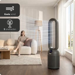 Bladloze Ventilator Fan - 2200 Watt - Waaier - Torenventilator voor Koelen en Verwarmen - 3 Standen - LED-Display en Timer - Grijs - BREND BR-2243 — thumbnail 3