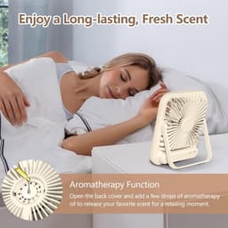 KZQ Draagbare Herlaadbare Ventilator - Stille Kleine Bureauventilator Met 180° Kantelhoek - 100 Snelheden Geschikt Voor Slaapkamer Kantoor Thuis En Buiten - Crèmewit — thumbnail 2