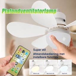 Pelor Plafondventilator met Verlichting E27 - LED Ventilatorlamp met Afstandsbediening - 3 Snelheden - 42 Inch - Wit — thumbnail 4