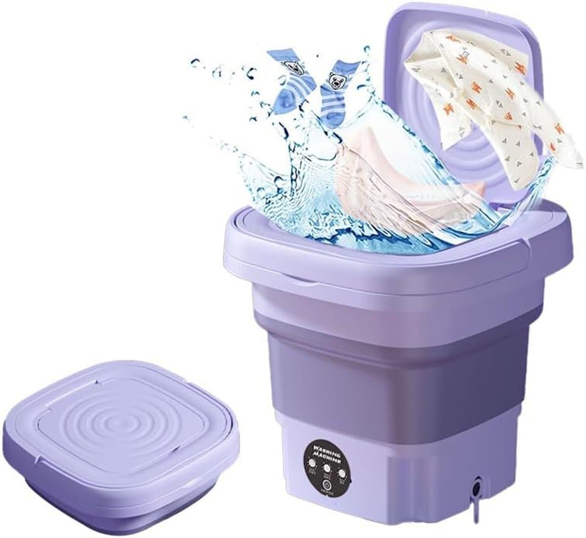 Jently mini wasmachine - camping wasmachine - draagbaar - opvouwbaar - centrifuge - paars- 8L — afbeelding 1