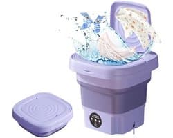 Jently mini wasmachine - camping wasmachine - draagbaar - opvouwbaar - centrifuge - paars- 8L