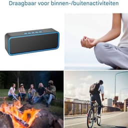 carmdering - Draadloze Bluetooth Speaker - Mini Wireless Speaker-Draadloze Luidspreker Stereo Sound Draadloze Luidspreker 5.0 Bluetooth Speaker Antislip Siliconen Bodemmat- Geluidsbox - Zwart — thumbnail 5