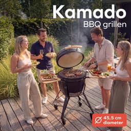 KitchenBrothers Kamado BBQ - 21 Inch Houtskool Barbecue - 45⌀ cm - PFAS-vrij - Complete Set - Egg BBQ met Accessoires inclusief Hoes - Zwart — thumbnail 3