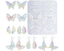 Epoxyhars Vlinder Hanger en Oorbellen - 4 Paar Siliconen Mallen voor DIY Sieraden, Creatieve Ambachten en Gietprojecten