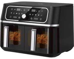 Swiss Haus® AF2309 Dual Airfryer 9L (2x4.5L) – 3100W – Met Kijkvenster – PFAS-vrij – Sync & Match Cook – 10 Programma’s – Dubbele Airfryer – Heteluchtfriteuse – Zwart