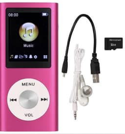 MP3 Speler - Bluetooth - Incl. 32GB SD Kaart - USB - Shuffle - Incl. Oordopjes - Voice recorder - Dictafoon - Draagbaar - Luidsprekers met verliesvrije geluidskwaliteit - Ideaal voor Sport, Kinderen en Volwassenen - roze — thumbnail 1