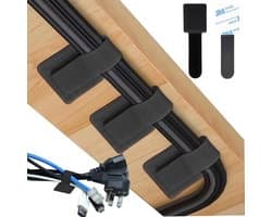 50 Stuks Kabelbinders, Zelfklevend en Herbruikbaar, Verstelbare Breedte, Ideaal voor Kabelbeheer en Organisatie