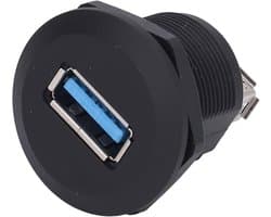 Panel Mount Connector USB 3.0 Coupling voor 1.5-30VAC 0.5-3A, Vrouwelijke Bulkhead Adapter, IP67 Waterdicht en Eenvoudig te Installeren met Draadvergrendeling