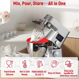 Mixer Kom Inzet - Keukenmachine Accessoire - Bakken en Bewaren - Hittebestendig en Vaatwasserbestendig - 5 Liter - Rood — thumbnail 2