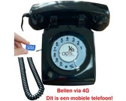 Vaste Telefoon via GSM mobiele netwerk - met SIM-kaart - 4G - 60 draaischijf - zwart