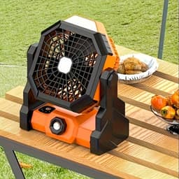 Draagbare campingventilator met instelbare LED-lichtstrip, ophanghaak, USB-oplaadbaar, ingebouwde 7800mAh-batterij. — thumbnail 3