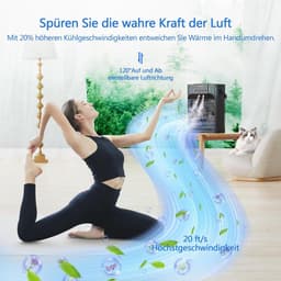 Mini Airconditioner - Mobiele Airco - Luchtkoeler met Afstandsbediening - Mini Airco Bureau & Slaapkamer - Kleine Luchtkoeler 1200ml - Met 3 Snelheden & 3 Koelnevels - Timer 2-8 Uur - 7 LED Lampjes - Stille Aircooler 10W - Wit — thumbnail 2