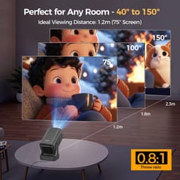 Mini Beamer 4K Ondersteuning – Native 1080P Projector met Android TV, Autofocus & Keystone, WiFi 6 & Bluetooth 5.4, Draagbaar met 180° Rotatie en Speaker — thumbnail 5
