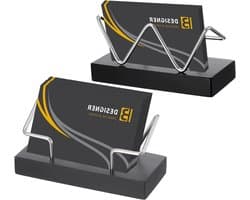 Houten Visitekaartjeshouder voor Bureau - Displaybox voor Flyers en Presentaties in Thuis- en Kantooromgeving met Zwart Accent