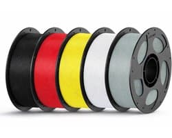 PETG 5KG Anycubic PETG Filament (5x1KG) – 1.75mm – Multi Kleur – Sterk & Duurzaam – 3D Printer Filament – Zwart, Rood, Geel, Wit, Grijs