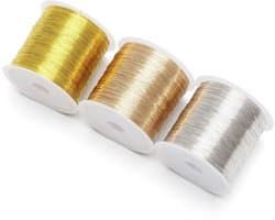 100 m x 3 spoelen, flexibele draad voor sieraden, 0.3 mm, goud en zilver, knutselprojecten, dunne en lichtgewicht draad voor ambachtelijk gebruik