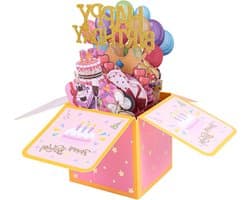 Creatieve 3D Verjaardagskaart met Ballonnen, Unieke Pop-Up Groet voor Vrouwen, Mannen en Kinderen, Perfect Cadeau voor Verjaardagen