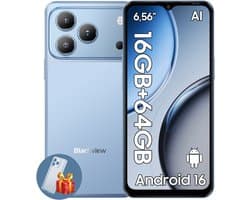 Blackview WAVE 7C Smartphone 4G AI - DUAL SIM - 16GB RAM - 64GB ROM - Android 16 Telefoon - 6,56 inch - 5000mAh - GPS - Blauw