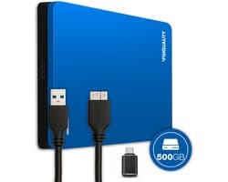 VisiQuality High-Speed Externe Harde Schijf 500 GB - Draagbare Harde Schijf USB 3.0 - Voor Windows & Mac - Xbox & PS4 games - Compact - Blauw