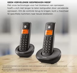 Draadloze Telefoons - DECT Set - Ongewenste Oproepen Blokkeren - Nummerherkenning - 2 stuks - Zwart — thumbnail 5